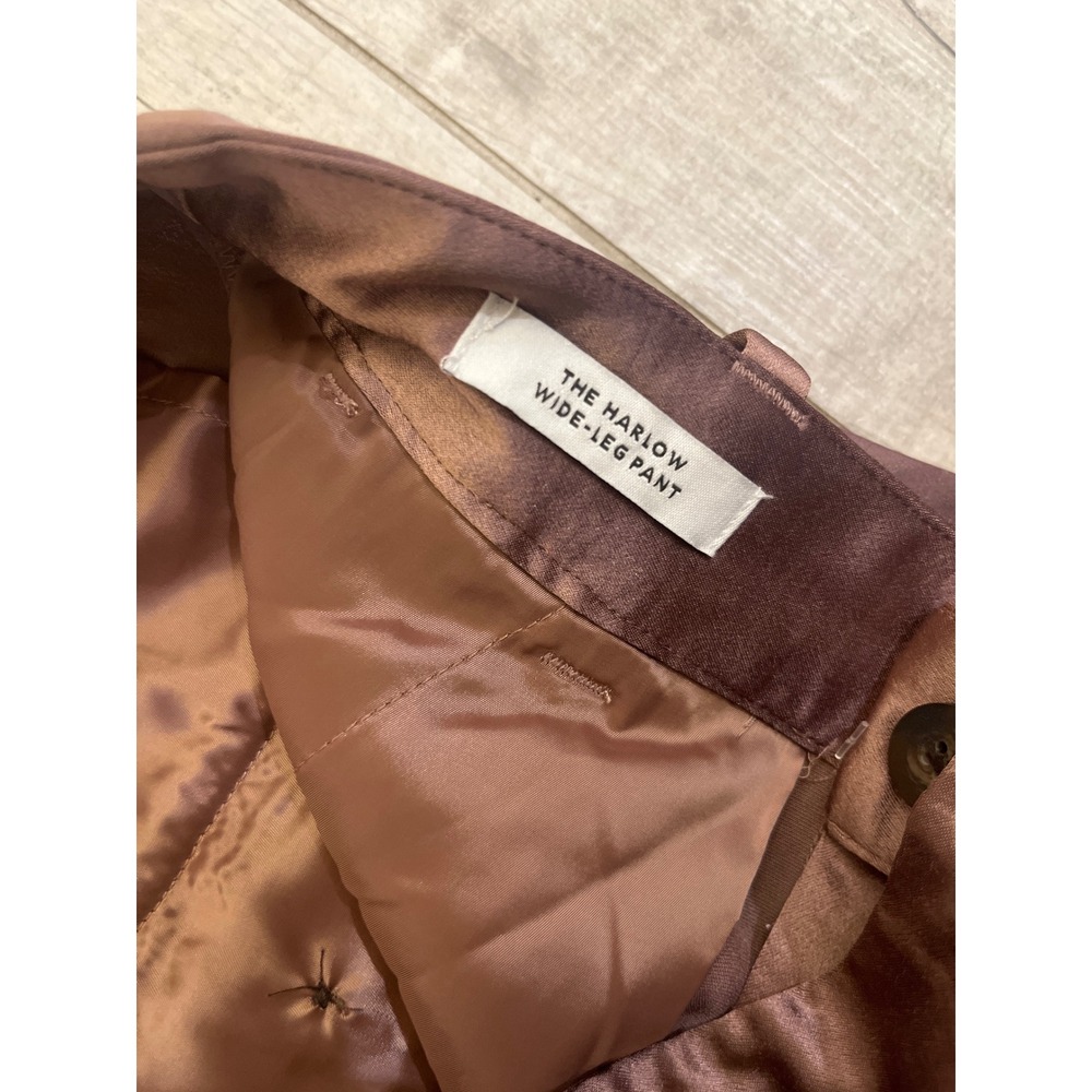 Madewell The Harlow Wide-Leg Pant Satin Pleated High Rise Brown CKP481060350 4 - Picture 5 of 12
